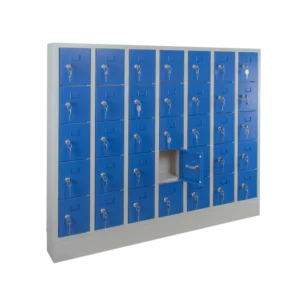 Secured cabinet with individual lockers for smartphones